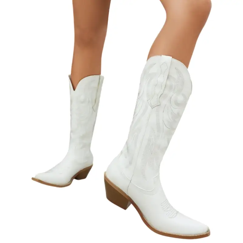 Bottes Cowboy Blanches pour Femme – Image 4