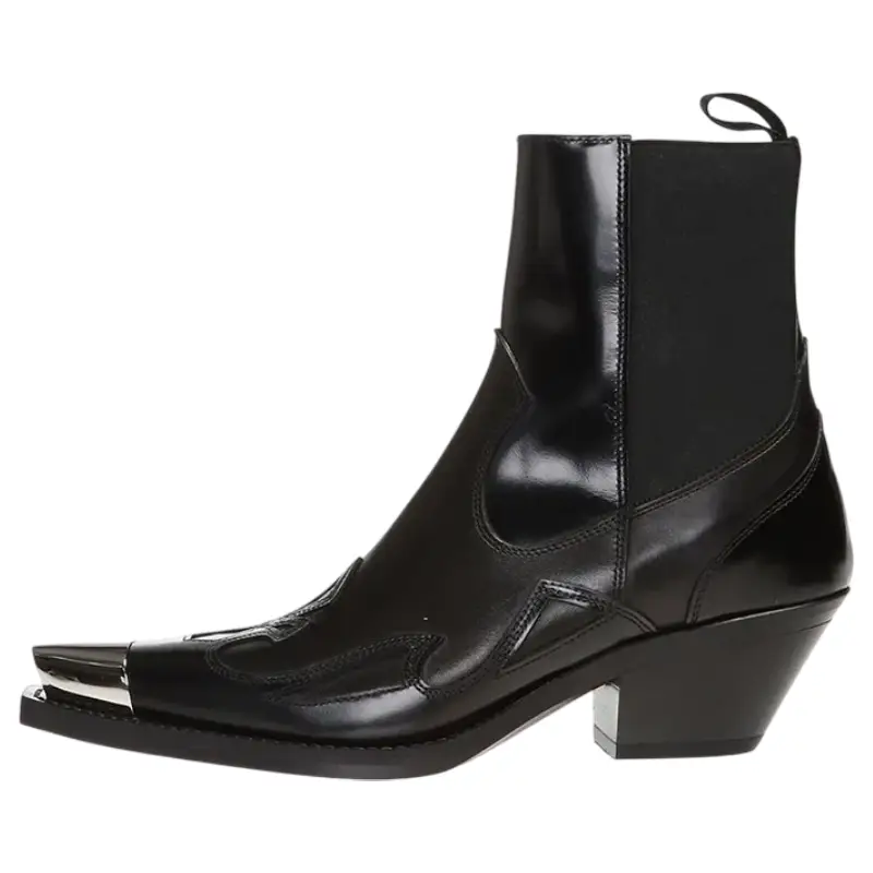 Bottines Style Cowboy Noires