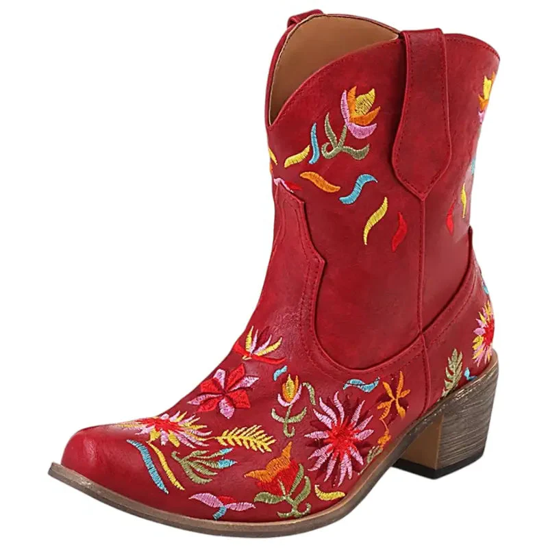 Bottines Santiag Rouges Femme – Image 2