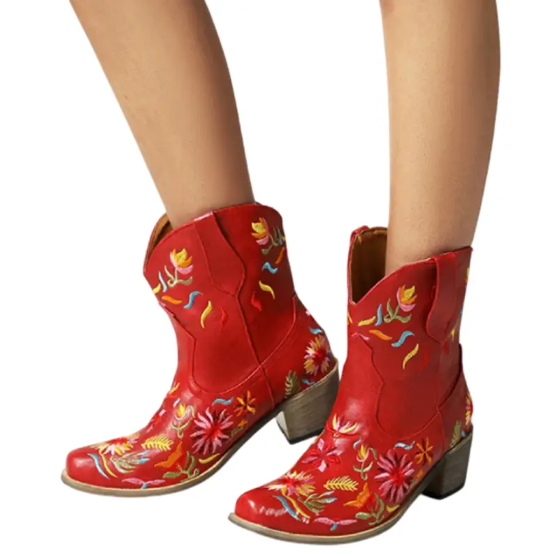 Bottines Santiag Rouges Femme – Image 3