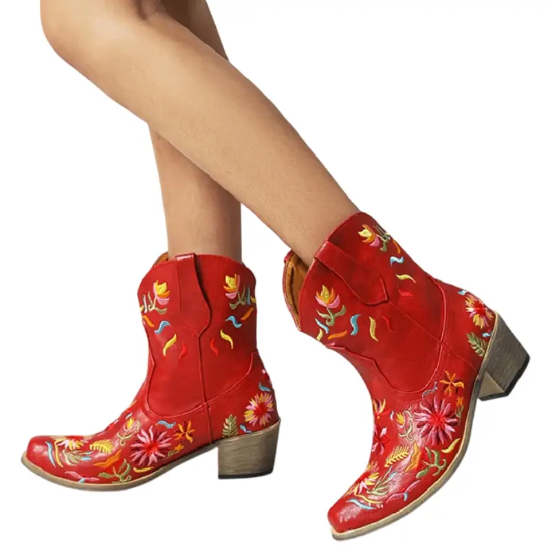 Bottines Santiag Rouges Femme – Image 4