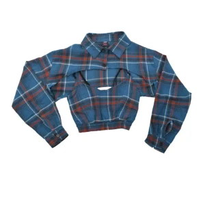 Chemise crop top vintage femme a carreaux