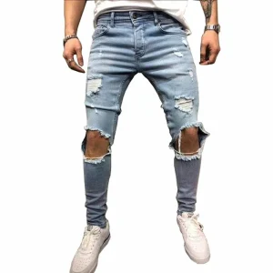 Jean bleu vintage destroy homme