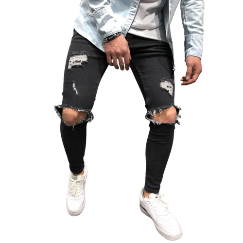 Jean bleu vintage destroy homme – Image 3
