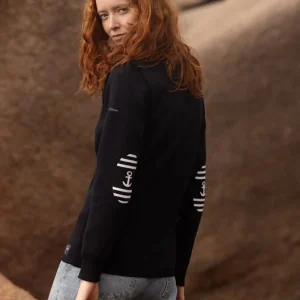 Pull marin femme ancre rayée