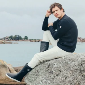 Pull marin homme uni. Bleu Marine 100 % laine